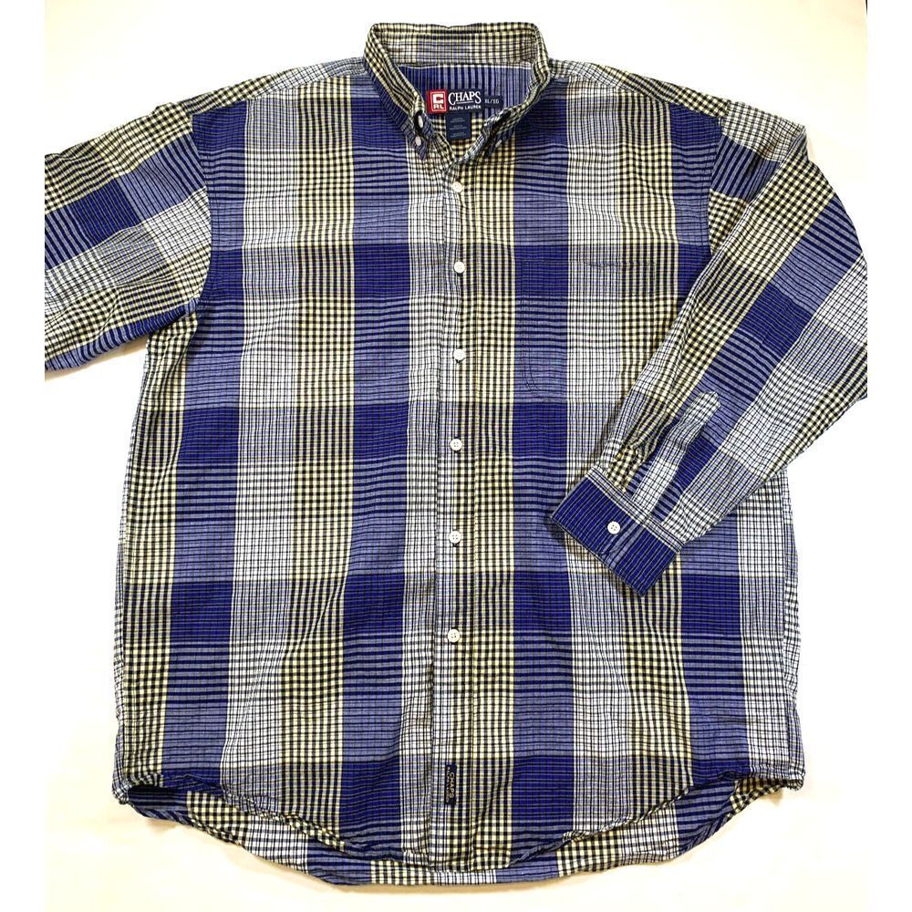 Chaps Ralph Lauren Plaid Button Down Shirt Mens XL Long-Sleeve Cotton